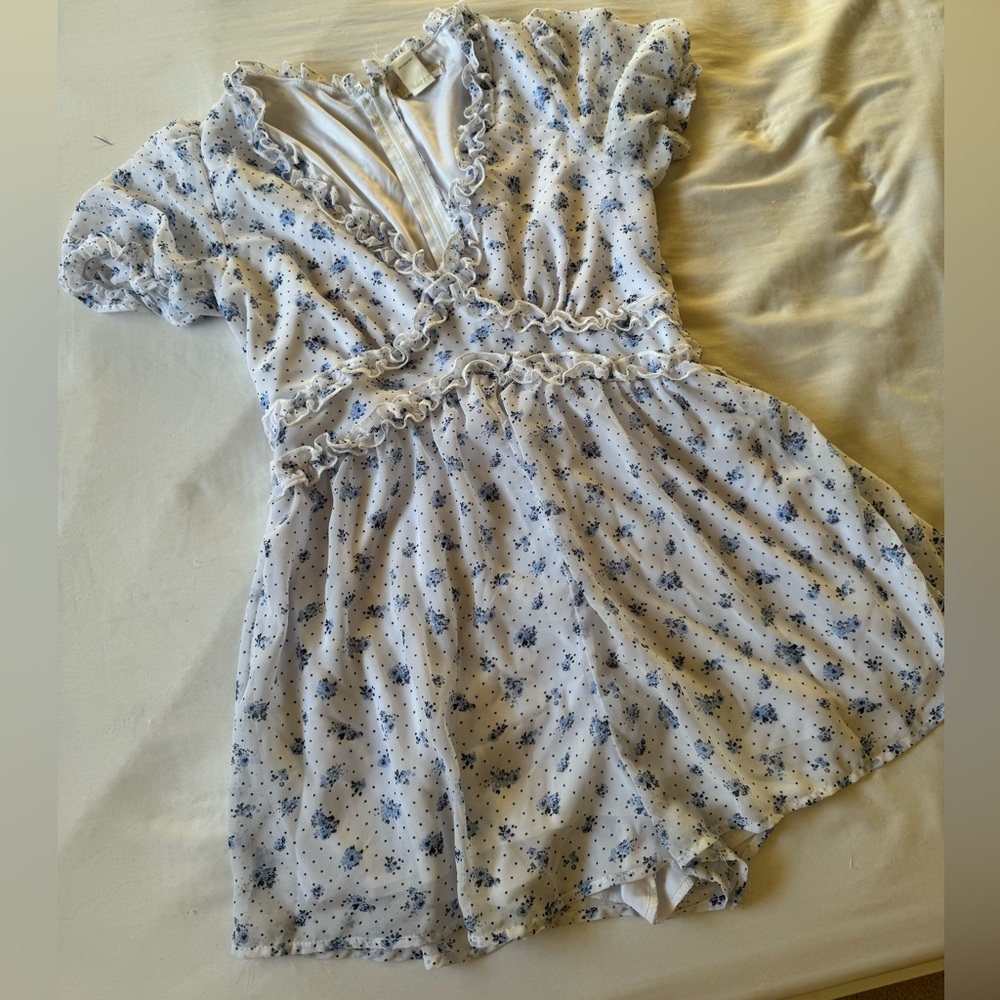 Altar’d State Blue and White Floral Romper
